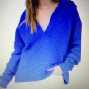 FREE PEOPLE NEW  BLUE MARLIE PULLOVER SIZE: Medium
